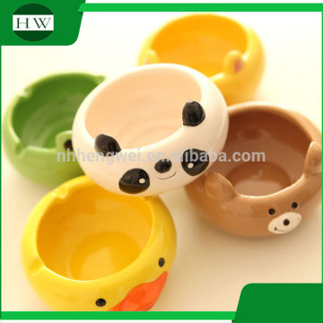 wholesale custom personalized indoor round ceramic cartoon animal table top cigar cigarette ashtray