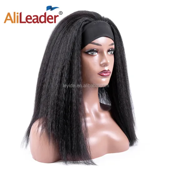 Wholesa Cheap Hot Selling Highlight Machine Made None Lace Yaki Straight Synthetic Hair Headband Wigs For Black Women