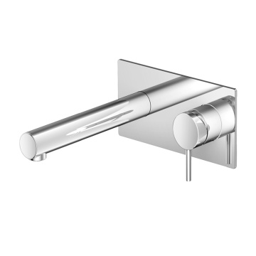 Single lever basin mixer for concealed installation with square plate