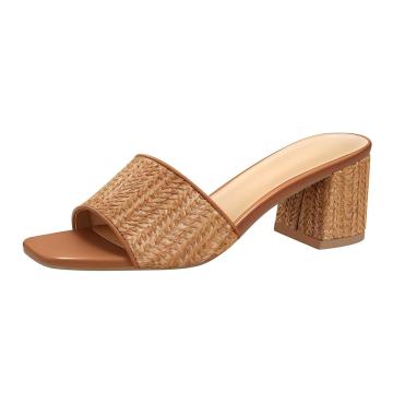 Women Square Toe Low Block Mule Sandals