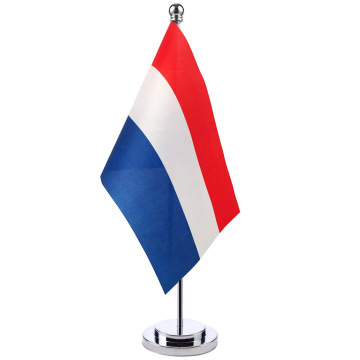 Sunshine Custom Netherlands Desk Flag - Factory Price, Small Blue White Red with Pole and Base