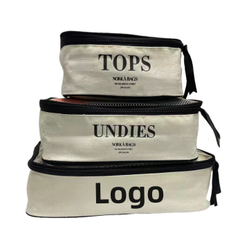 Beige Foldable 3Pc Travel Packing Cubes Set - Lightweight Luggage Organizer Bags