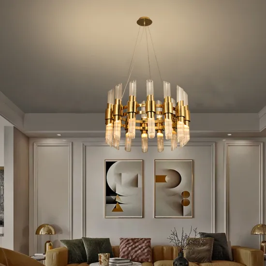 Luxury Villa Round Glass LED Chandelier Pendant Light