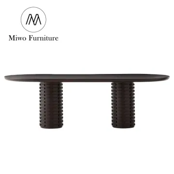 Modern Dark Oval Mahogany Solid Wood Dining Table
