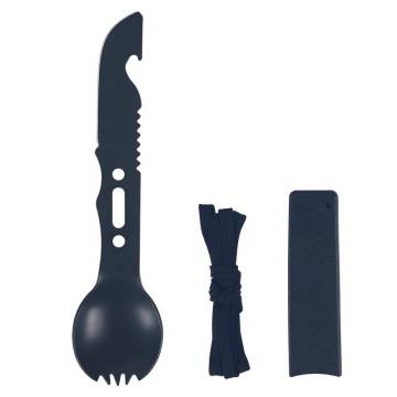 7-in-1-Camping-Besteckset: Gabel, Löffel, Messer, Flaschenöffner, Whistle Edelstahlspork