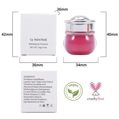 Strawberry Tinted Vegan Lip Balm - Moisturizing Lip Mask & Sleeping Mask