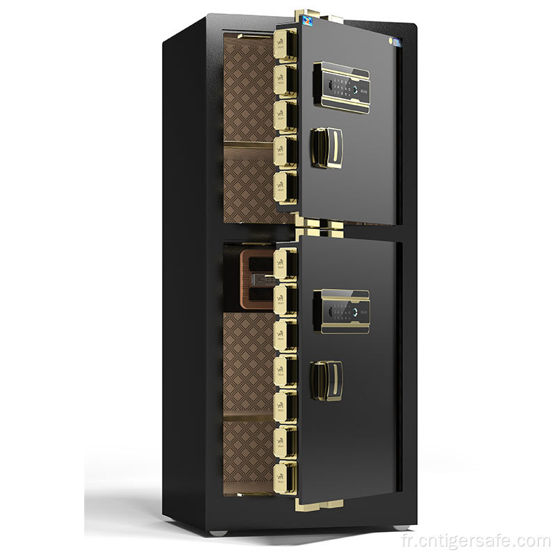 Tiger Safes 2 portes noir 150 cm verrouillage d'empreinte digitale