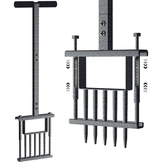 Professional Grade Metal Lawn Aerator featuring Spring-Loaded Mechanism and Five 5-Inch Solid Iron Spikes for Enhanced Grass Penetration and Healthy Lawn Maintenance