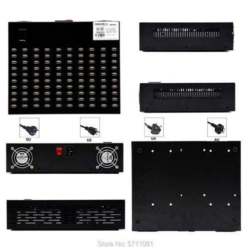 Smart display 100-port USB charger