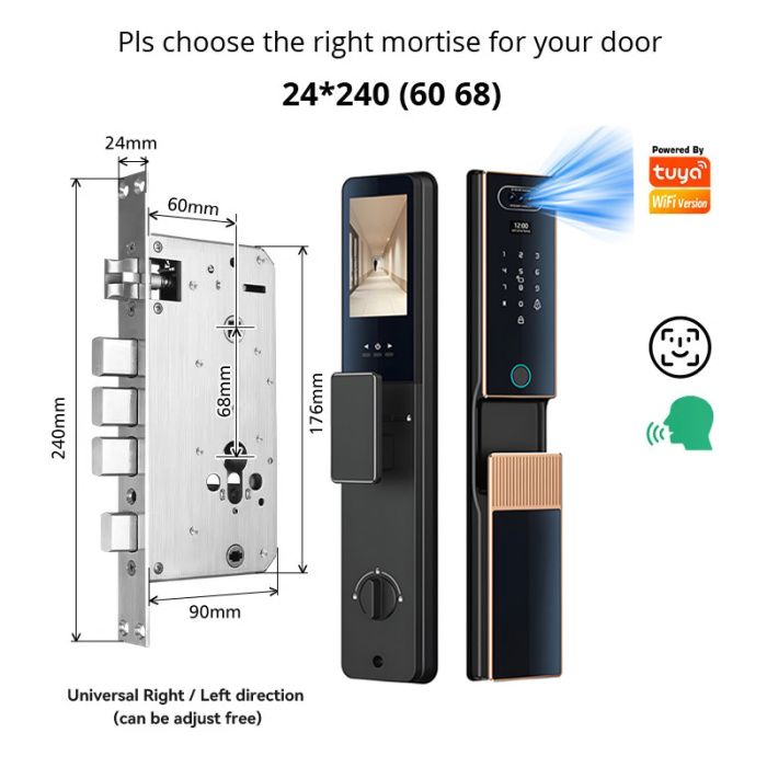 Камера распознавания лица Tuya Wi -Fi Digital Door Lock