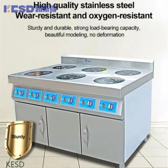 Commercial 3500 W Six Head Induction Cooker with Cabinet for The Hotel Kitchen Equipment