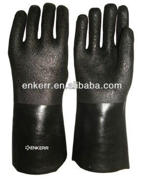 ENKERR black pvc coated working gloves pvc gloves with long sleeve