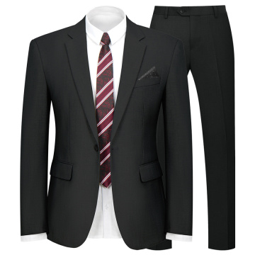WYWK 2 Piece Men's Suit Wedding Business Party-Black-S