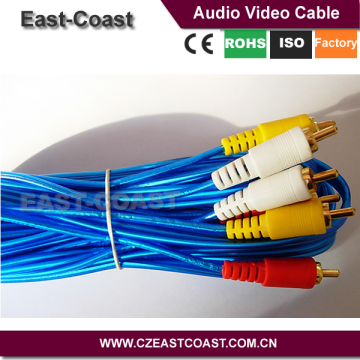 3mm 3rca male to male av cable