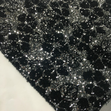 Two Tone Flower Sequins Embroidery On Poly Mesh