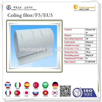 Polyester ceiling filter 600g /manufacturing filter media of air filter