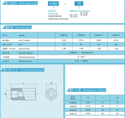 Pneumatic Speed Control Shuttle Valve - KAM/CV Series KAM-06 KAM-15