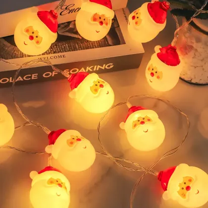 Holiday Cheer LED String Lights Featuring Santa Snowman