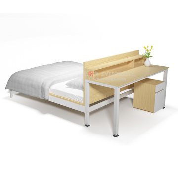 Hot Sell Hotel Bedroom Sets Metal and Wooden Item Packing Hostel Bed with Table and Cabinet