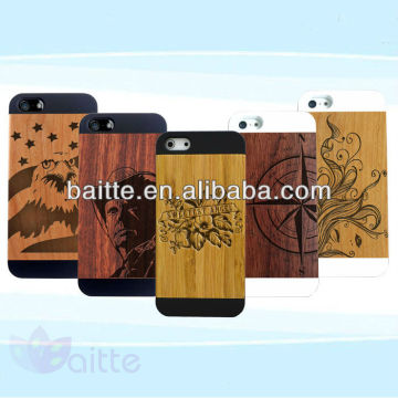 for Apple iPhone 5 Genuine wood Case Engraved animal Cover for i phone case