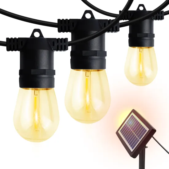 29FT Solar-Powered USB Chargeable LED String Lights for Outdoor Garden Patio - Warm White