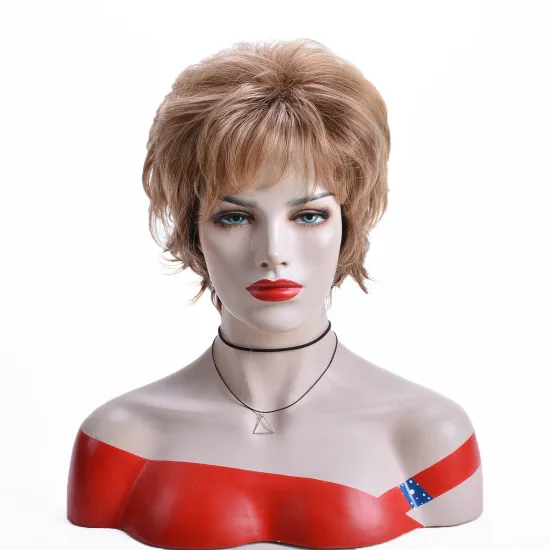 Aishili wholesale short blonde  brown fluffy bob hair closure kinky straight synthetic wigs for black women