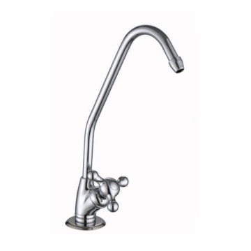 long neck 3 way brass kitchen sink faucet