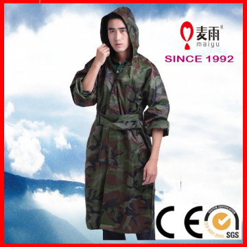 high quality army camouflage long raincoat for men