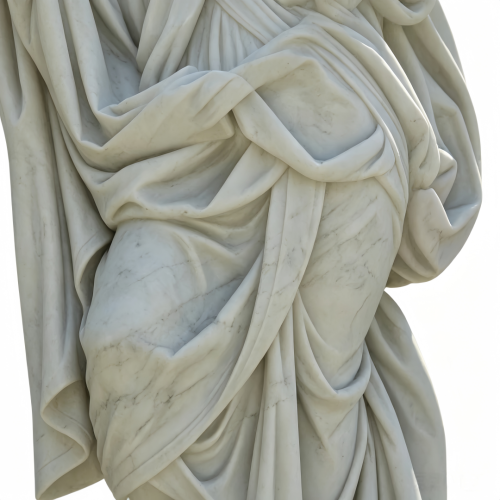 Monumental Greek Scholar Marble Sculpture with Fabric Detail