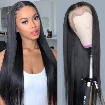 Transparent Lace Wig 16 30 Inch Indian Virgin Human Hair Wigs,Brazilian Straight 13X4 Lace frontal Wig For Black Women