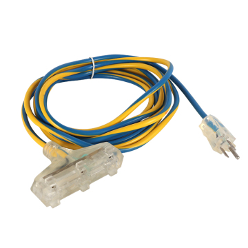 US Standard Round Plug Multi-Outlet Power Extension Cord - 2 Foot - Wholesale Customization Available