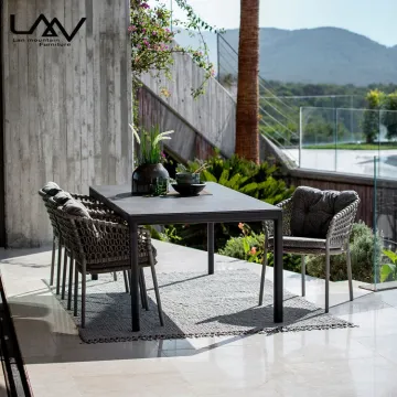 Modern Outdoor Rope Weaving Aluminum Frame Dining Chair