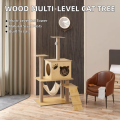 Modern Durable Luxury Cat Scratcher Tower Wooden Indoor Climbing Frame Multi Tier Lounge Condo Interactive Toy Center Carton