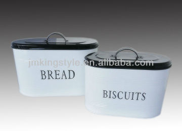 FDA past White galvanized bread bin canister set