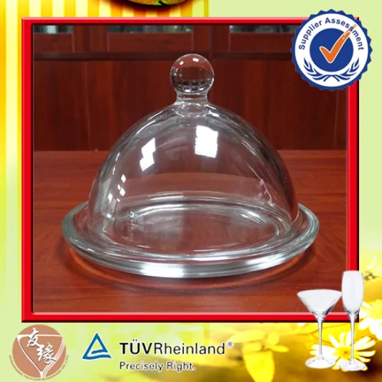 Food grade small high quality glass cake stand with dome