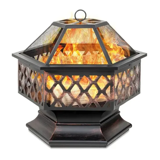 Fire Bowl Stove Outdoor Garden Wood Burning Iron Brazier