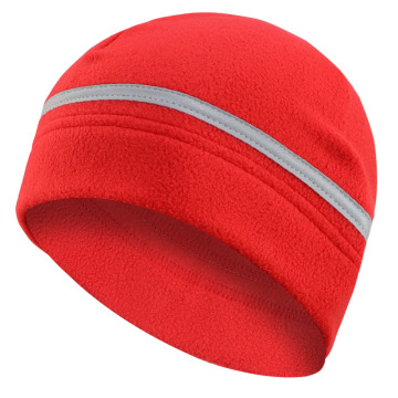 Reflective Strip Fleece Knitted Hat for Winter Sports