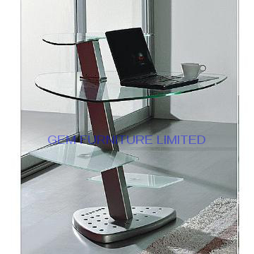 mini metal glass computer table