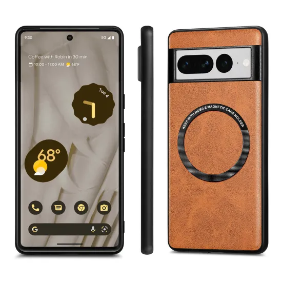 Magnetic Anti-Drop Shockproof PU Leather Case for Pixel 8/7/6 Pro with Wireless Charging