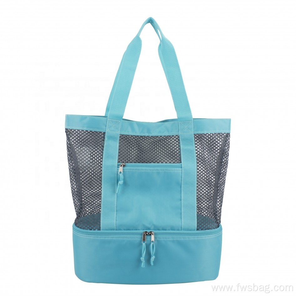 Custom Mesh Beach Picnic Tote Insulated Cooler Bag