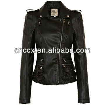 14PJ1196 Women buckle pu motorcycle jackets