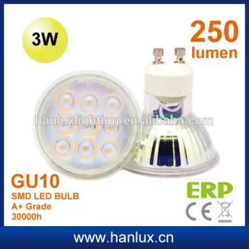 2014 NEW GU10 LED bulb 3W 250lm 30000h life CE ROHS ERP