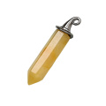 Yellow Jade Hexagonal Prism GunBlack Wizard Cap Pendant Keychain