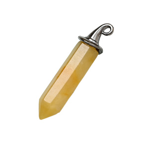 Yellow Jade Hexagonal Prism GunBlack Wizard Cap Pendant for DIY Making Jewelry