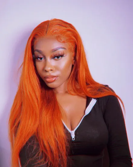 Orange Ginger 100% virgin human Hair For Women transparent Lace Front Straight Ginger Human  Lace Front Wig