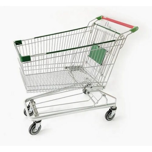 German Supermarket Zinc Finish Metal Shopping Trolley
