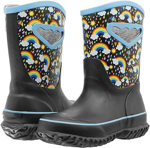 Non-slip Waterproof Mud Rubber Boots with Easy On Handles for Toddlers