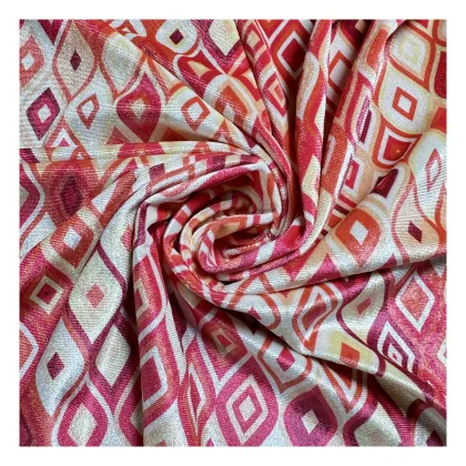 Korean Velvet Fabric 92% Polyester 8% Spandex Digital Printed Shine for Clothing