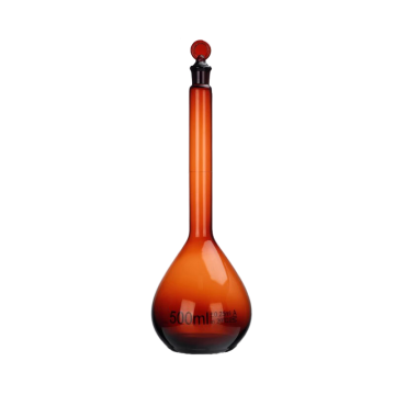 500ml Brown Borosilicate Glass Volumetric Flask with Stopper for Professional Laboratory Use