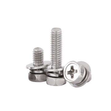 304 Stainless Steel Cross Groove Combination Bolts & Recessed Hexagonal Triple Combination Screws: M3 to M10